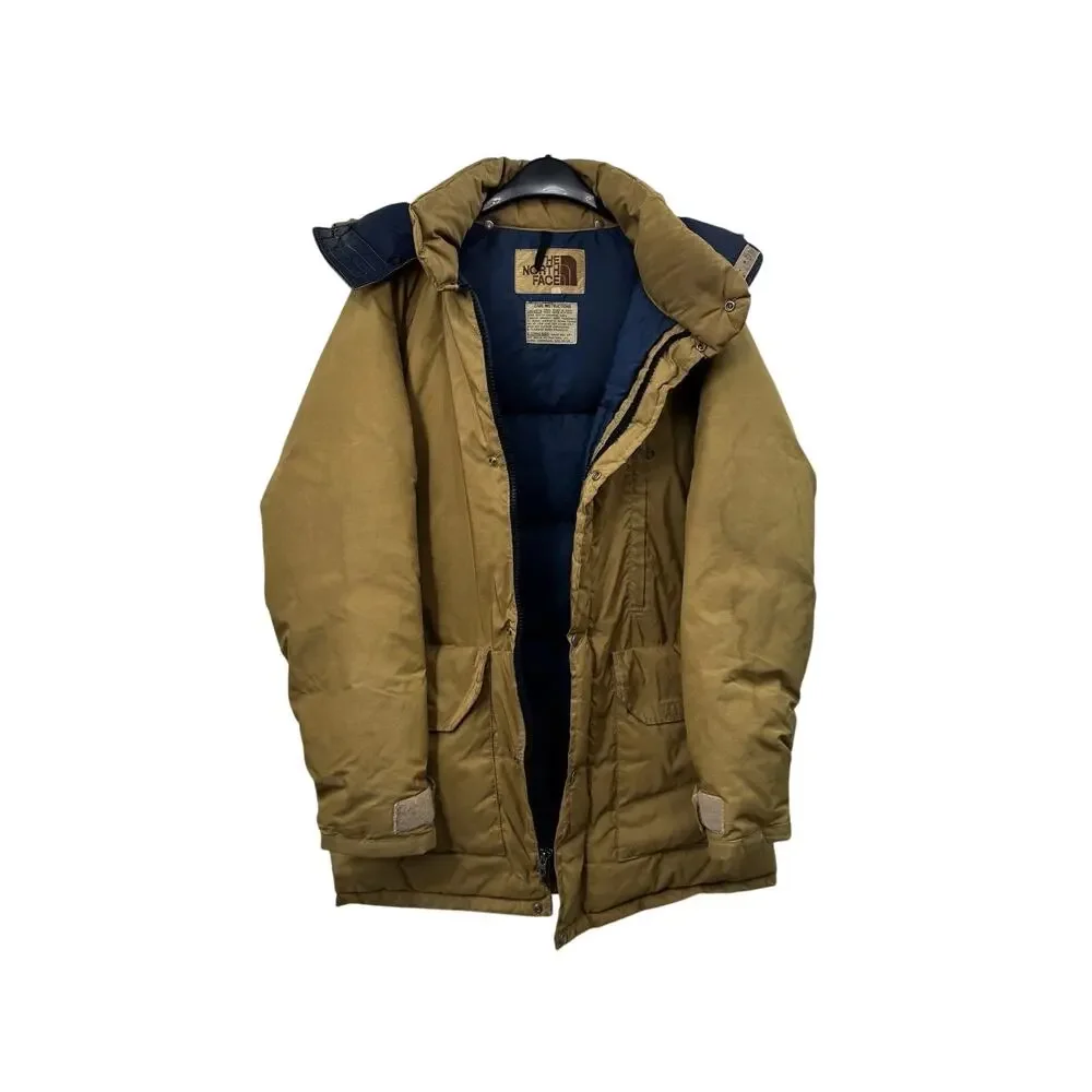 Vintage 70s THE NORTH FACE Down Hooded Puffer Coat Parka Brown Label Mens Large